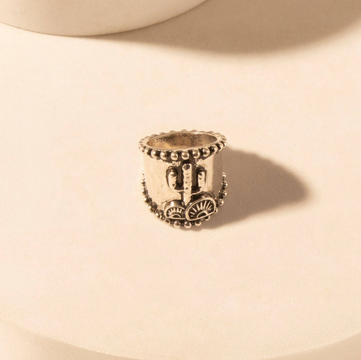 Cactus Country adjustable Ring for Women with engraved cactus detail for everyday western wear