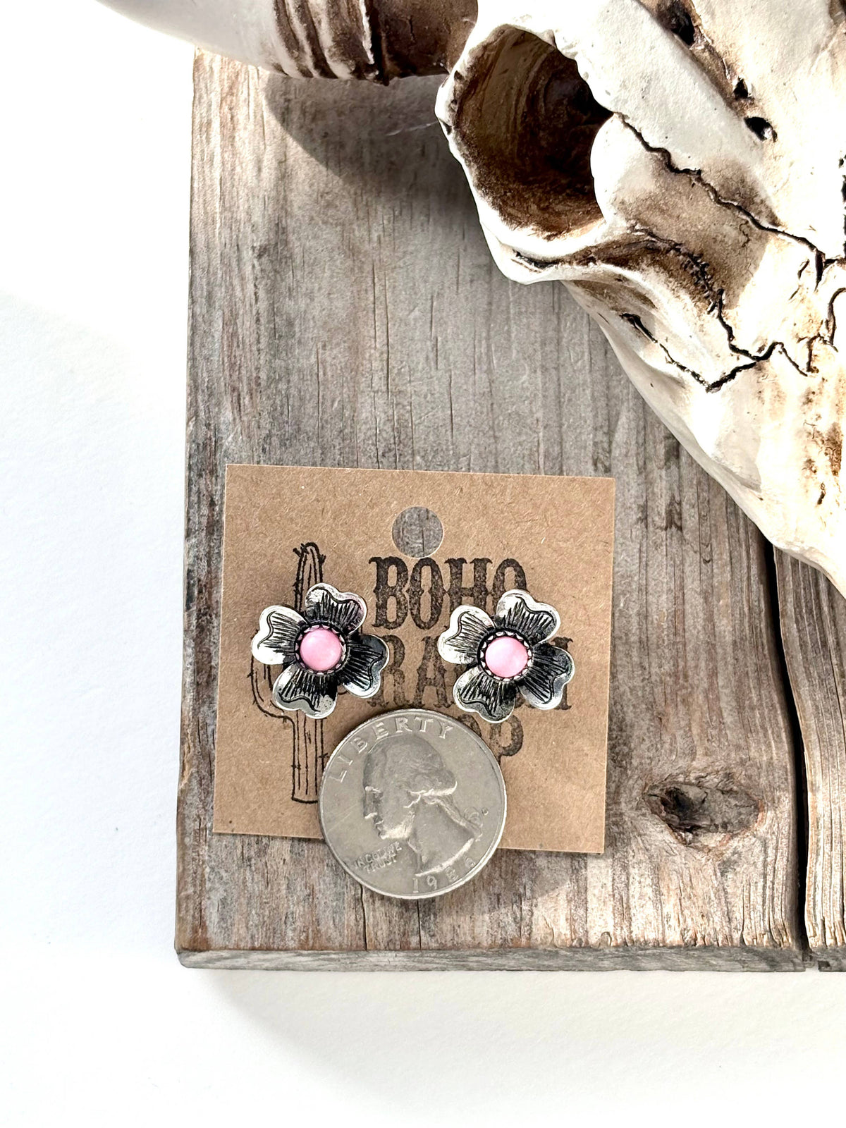Western Style Flower Stone Stud Earrings