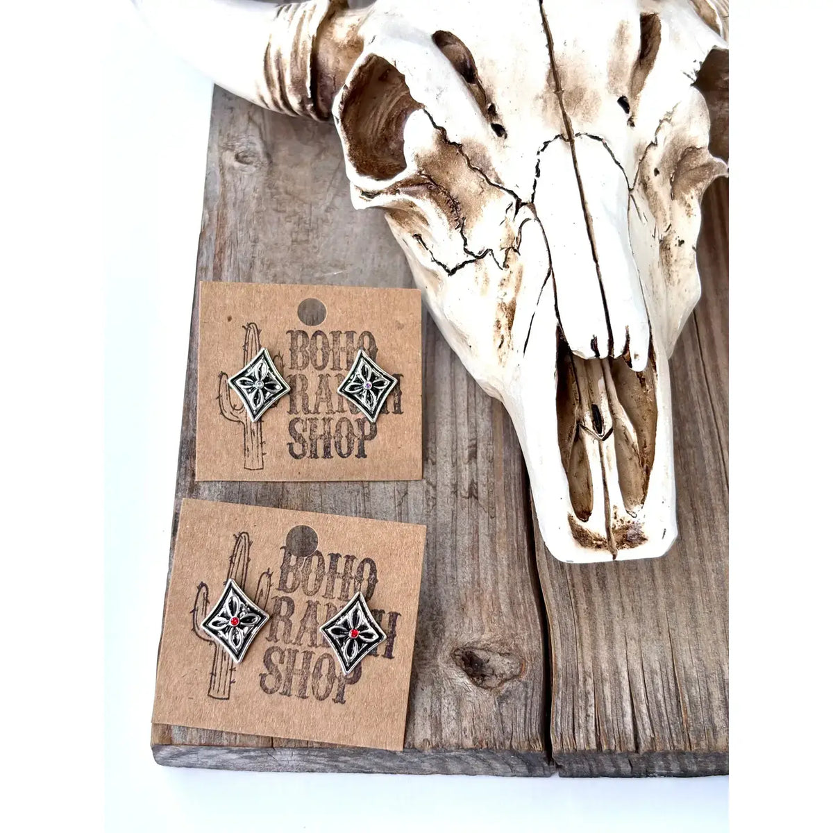 Western Heart, Spade, Clover, Diamond Stud Earrings