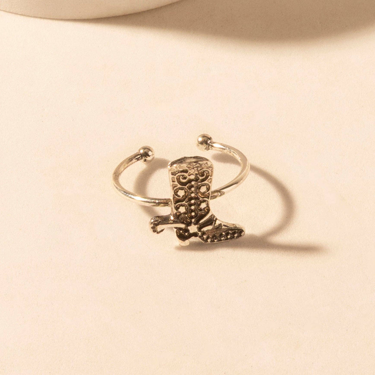 Wild Step Boot adjustable ring for Women with engraved boot centerpiece for premium western wear