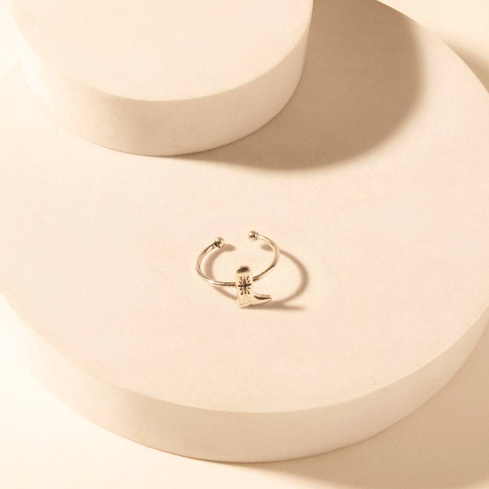 Honky Tonk Boot adjustable Ring for Women with boot charm detail for everyday western wear