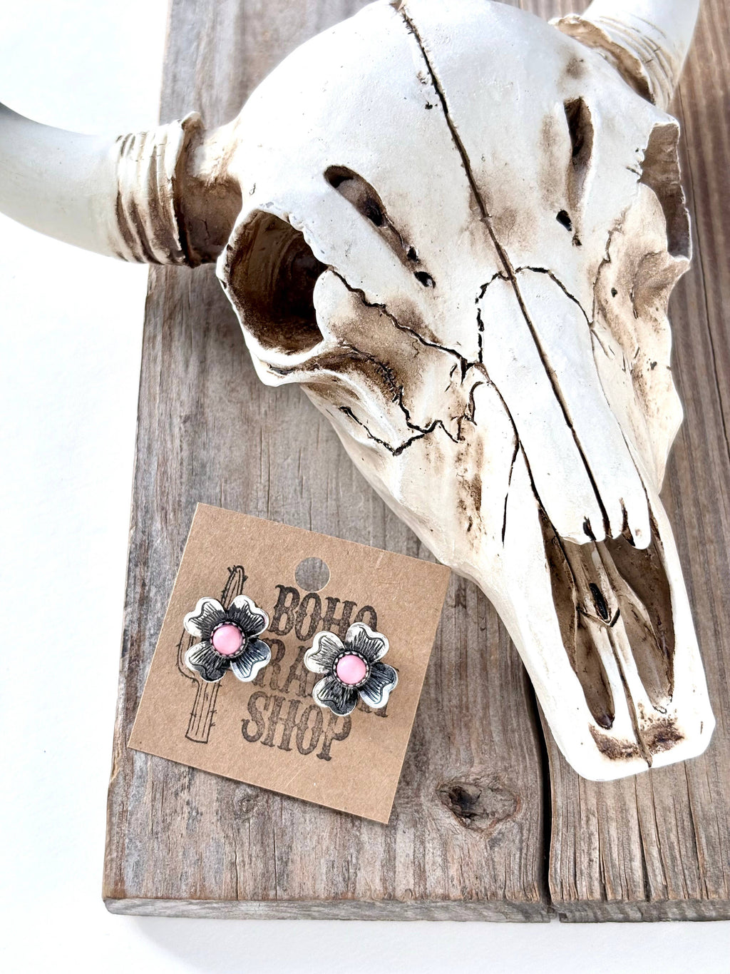 Western Style Flower Stone Stud Earrings