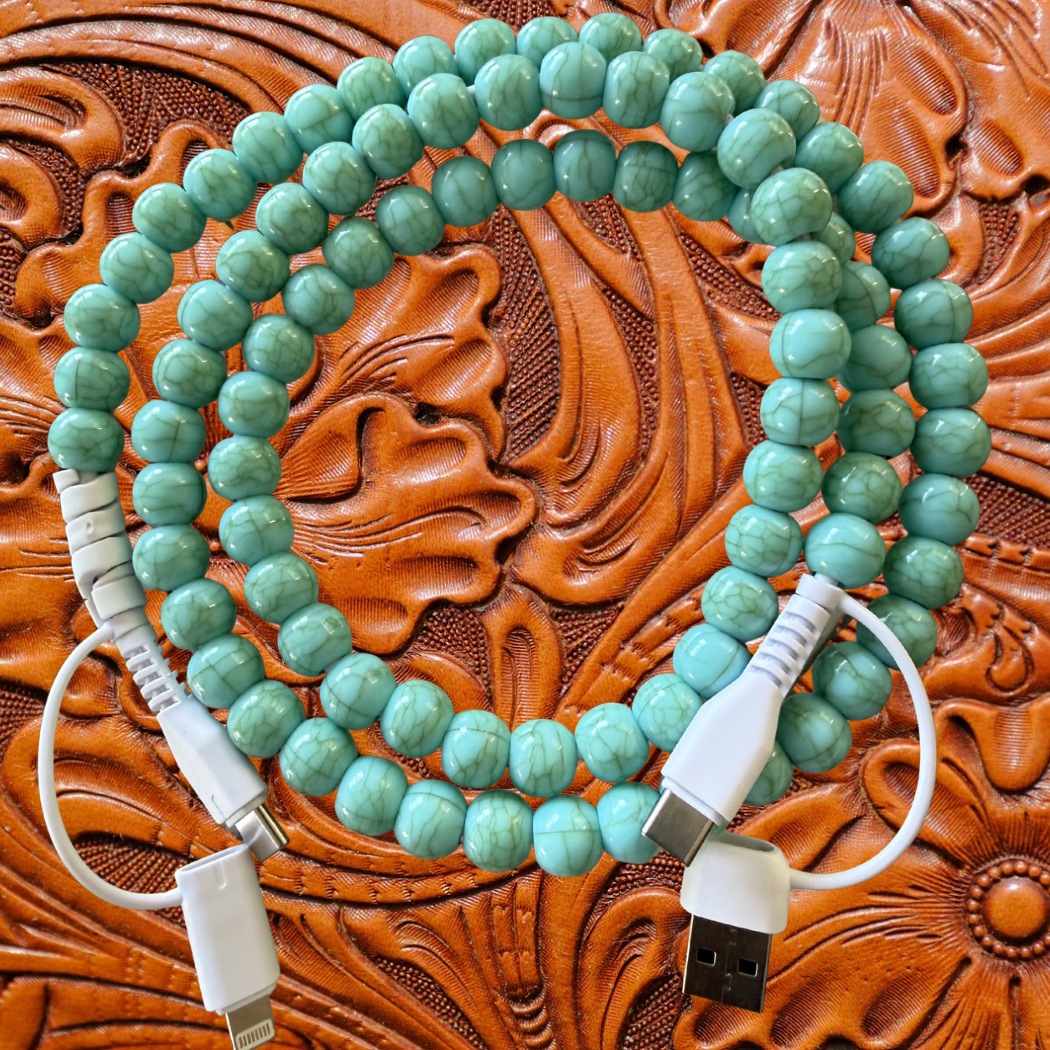 Light Turquoise Beaded 4-In 1 Charging Cable