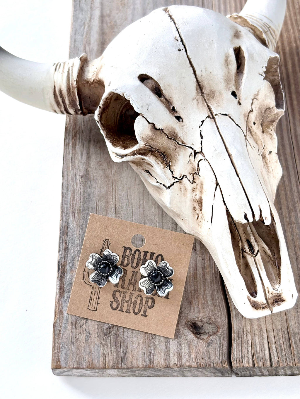 Western Style Flower Stone Stud Earrings