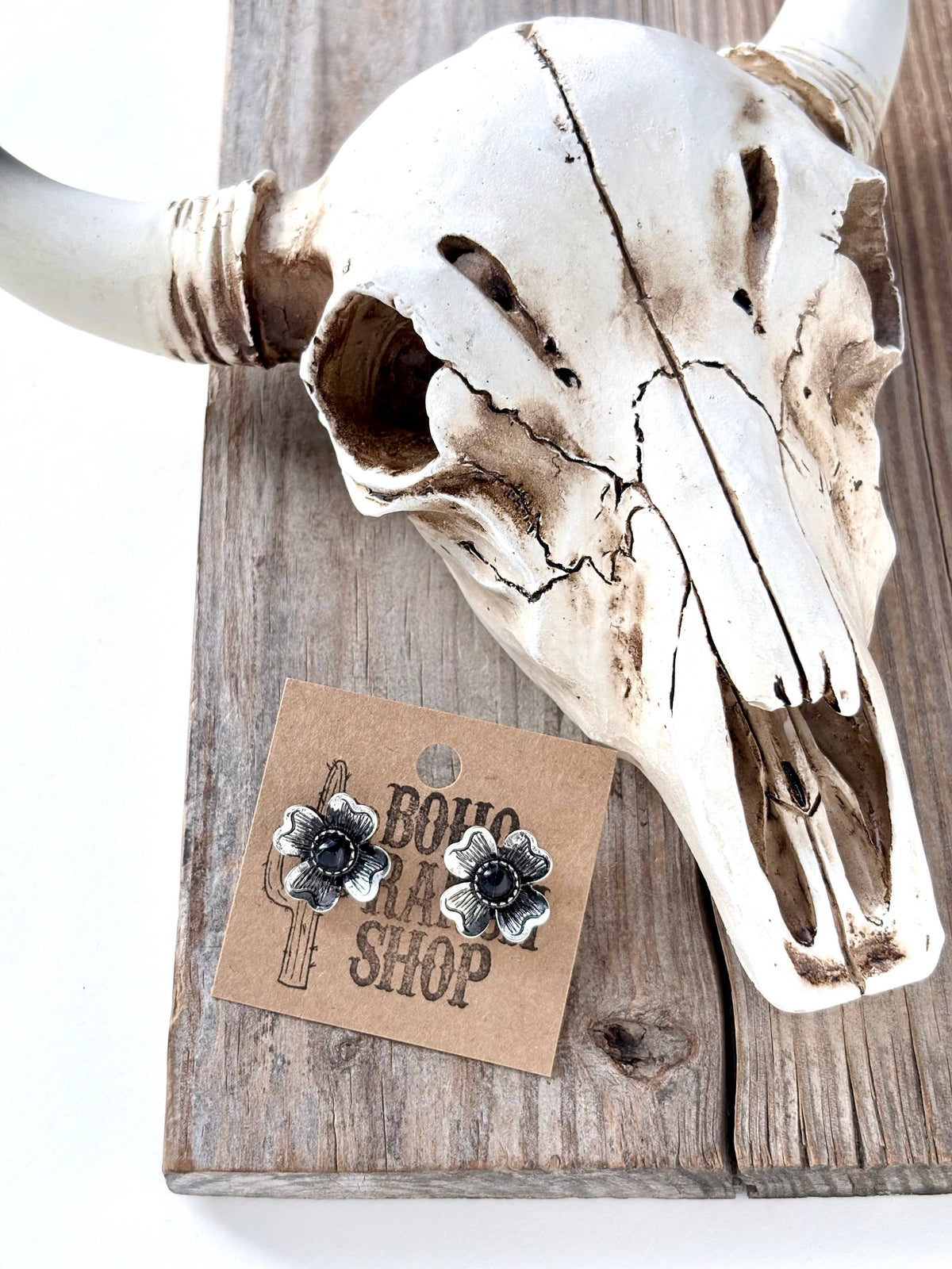 Western Style Flower Stone Stud Earrings