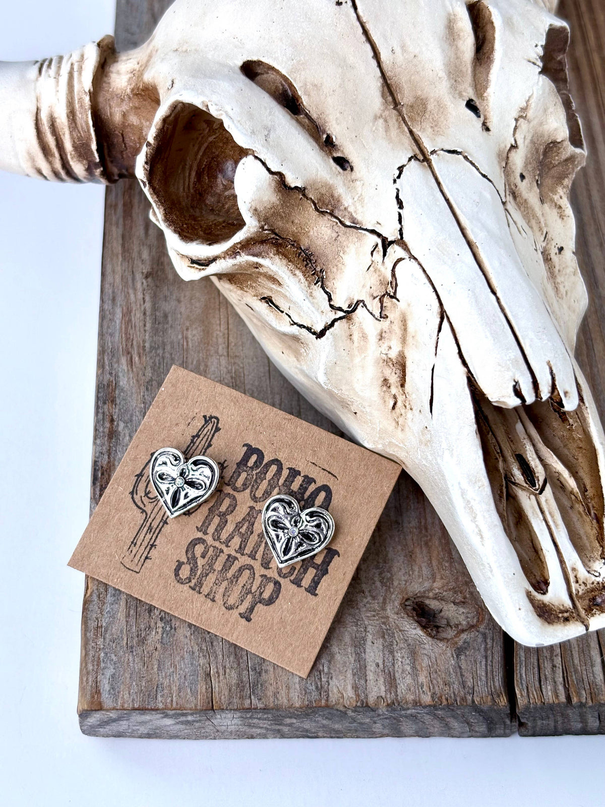 Western Heart, Spade, Clover, Diamond Stud Earrings