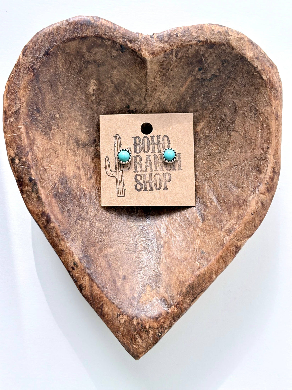 Round Turquoise Stone Stud Earrings
