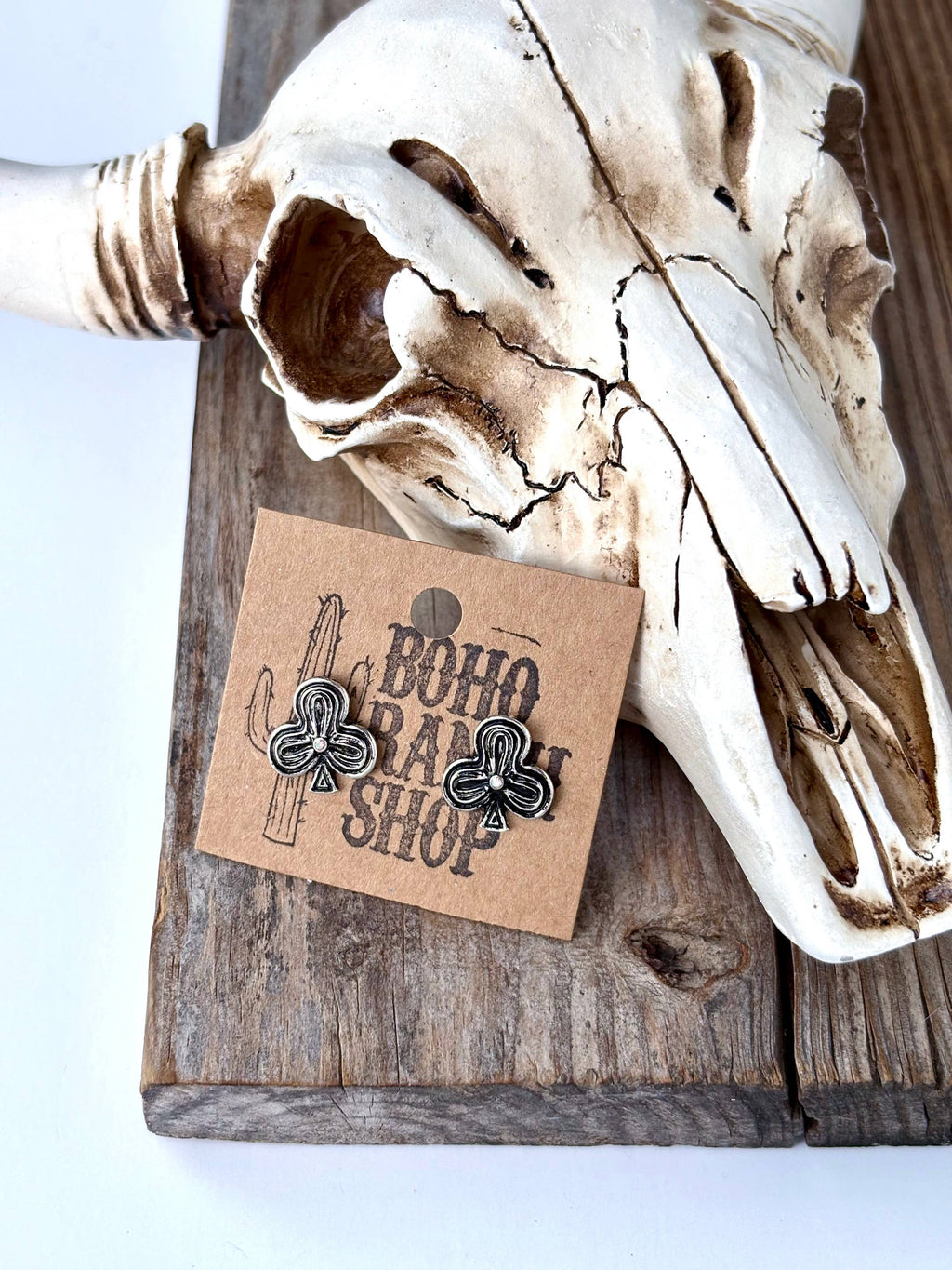 Western Heart, Spade, Clover, Diamond Stud Earrings