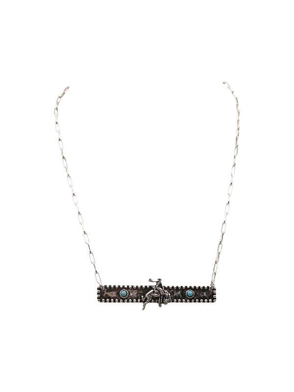 Western Bronc Rider Bar Turquoise Necklace