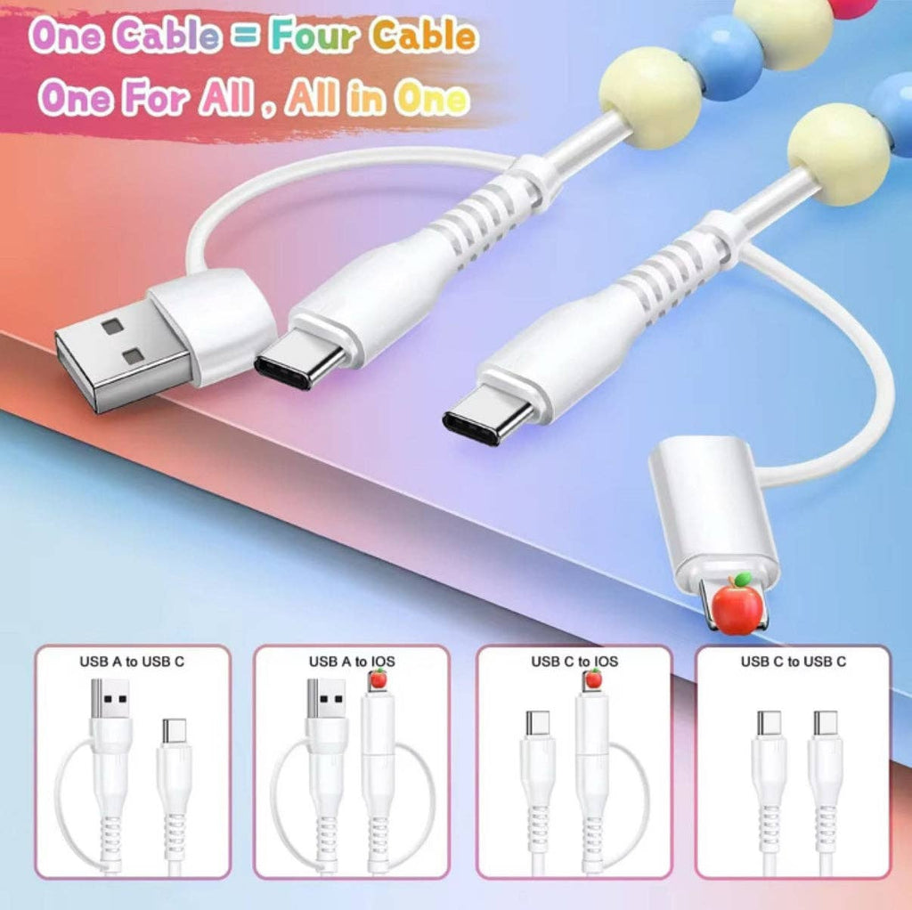 Light Turquoise Beaded 4-In 1 Charging Cable
