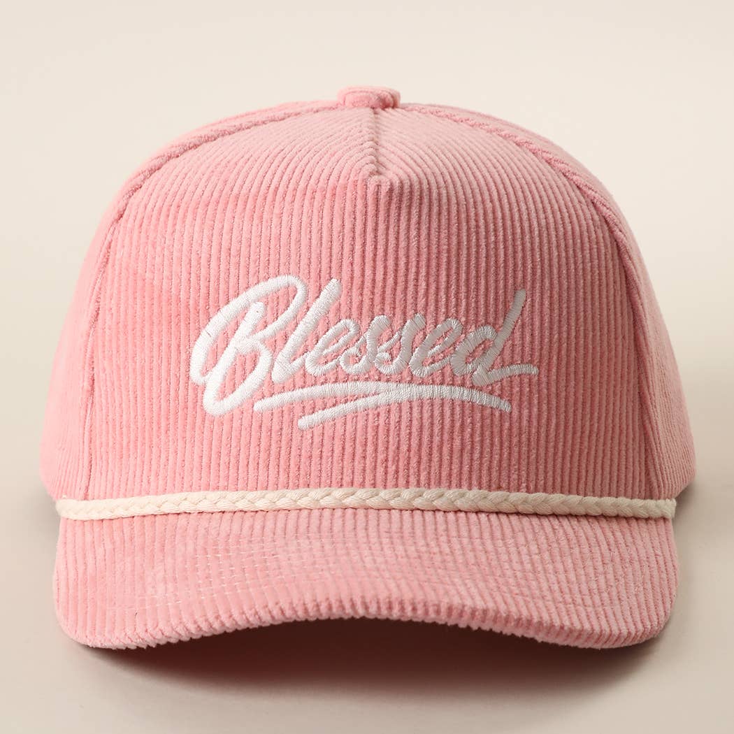 Blessed Embroidered Corduroy Rope Snapback