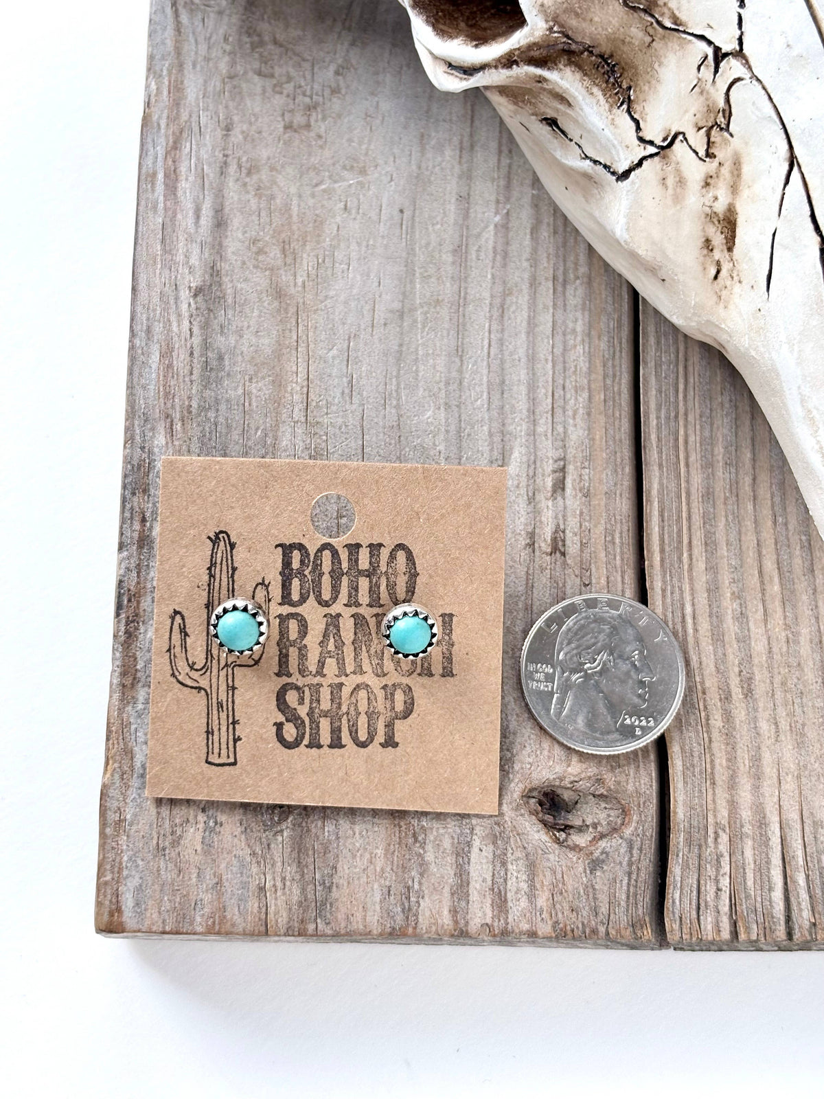 Round Turquoise Stone Stud Earrings