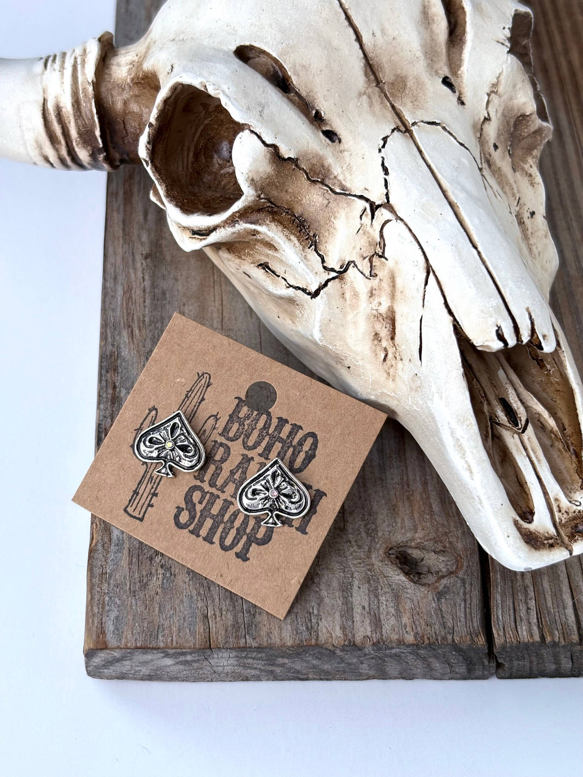 Western Heart, Spade, Clover, Diamond Stud Earrings